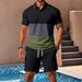 Men's Clothing New Casual Contrast Color Polo Lapel Shirt Short Sleeved Suit_viptrois.com