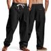 Men's Clothing Loose Linen Casual Wide Leg Trend Beach Sports Breathable Trousers_viptrois.com