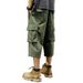American Style Workwear Seven-Quarter Loose Straight Summer Casual Pants Cotton Plus Size Men's Trousers_viptrois.com