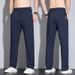 Men's Slim Fit Straight Leg Casual Pants Ultra Thin High Elasticity Quick Drying Ice Silk Business Dress Long Trousers Summer_viptrois.com