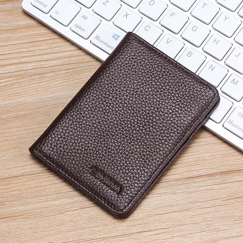 Card Bag Card Cases Genuine Leather Card Holder Ultra Thin Multi Card Slots High ID Anti Demagnetization Compact Driver's License Leather Case_viptrois.com
