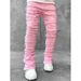 Men's Clothing New Street Men's Jeans Fashion Trend Straight Pants Micro Flaring Tassel Patch Pants_viptrois.com