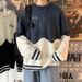 Color Blocked Round Neck Sweater Men's Striped Men's Thread Jacket Loose Knit Sweater_viptrois.com