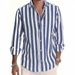 Men's Casual Long Sleeve Striped Shirt - Breathable Polyester, Lightweight & Wrinkle-Resistant, Multiple Colors & Sizes (S-5XL)_viptrois.com