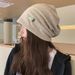 Metal Label Large Head Circumference Slouchy Beanie Women 2025 New Korean Lazy Style Cold Autumn Turban Hat For Men_viptrois.com