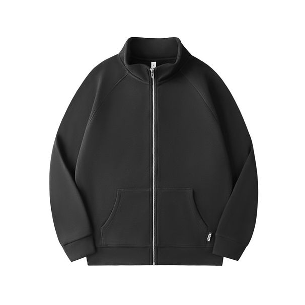 Unisex Fleece Zip-Up Jacket – 400g Thermal Lined Winter Coat With Stand Collar (Navy/Black/Heather Gray/Taupe) Minimalist Style (M-2XL)_viptrois.com