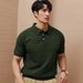 Men's Slim Fit Knit Polo Shirt Short Sleeve Business Casual T-Shirt With Turn-Down Collar_viptrois.com