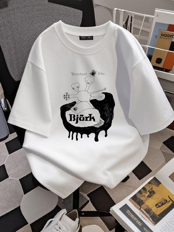Bjork Greatest Hits Short Sleeve 90s T Shirt Unisex Heavy Cotton Tee NH6543 Top For Everyday Wear Homme Comfortable Stylish Breathable Graphic_viptrois.com