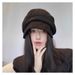 Autumn Hat For Women, Fisherman Large Head Circumference, Beret, Winter Plain Face-Slimming Octagonal Slouchy Hat, Black_viptrois.com