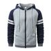 Men's Color-Block Hooded Sweatshirt - Thickened Polyester Zip-Up Jacket For Gym & Casual Wear Fashion Trends_viptrois.com