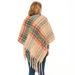 Unisex Thickened cape for women with fine check and coarse fringe pullover_viptrois.com