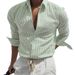 Men's Clothing Men's Fashion Striped Cardigan Lapel Long Sleeve Shirt_viptrois.com