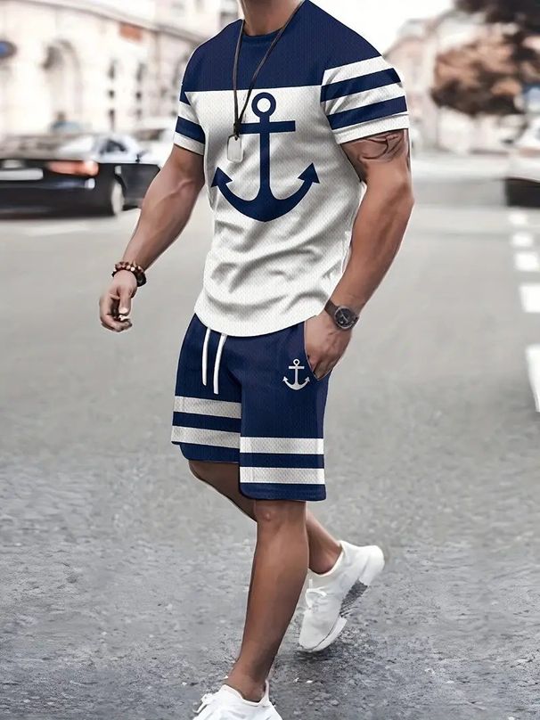 Men's 3D Print Sportswear Set Short Sleeve Casual Thin Trendy Summer Fashion Shorts Spring/Summer_viptrois.com