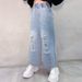 Cross Border Wholesale Children's Pants Girls Jeans Spring And Autumn Middle And Large Children's Loose Korean Pants Autumn Long Pants_viptrois.com
