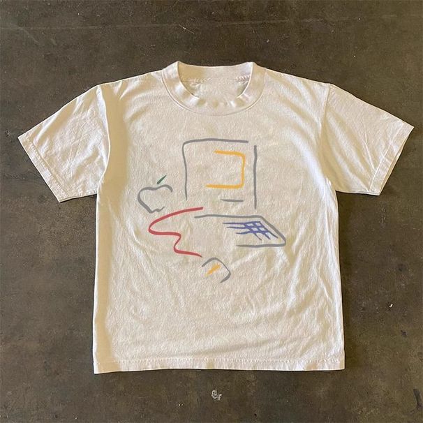 100% Pure Cotton American Abstract Oversized Niche Loose Short Sleeved T-shirt Round Neck Men's And Women's Summer Top_viptrois.com