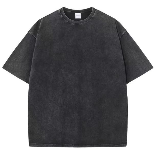 Retro Heavyweight Solid Color Short Sleeve T-Shirt Unisex Summer Street Fashion Washed Vintage Basic Popular Men's Top_viptrois.com
