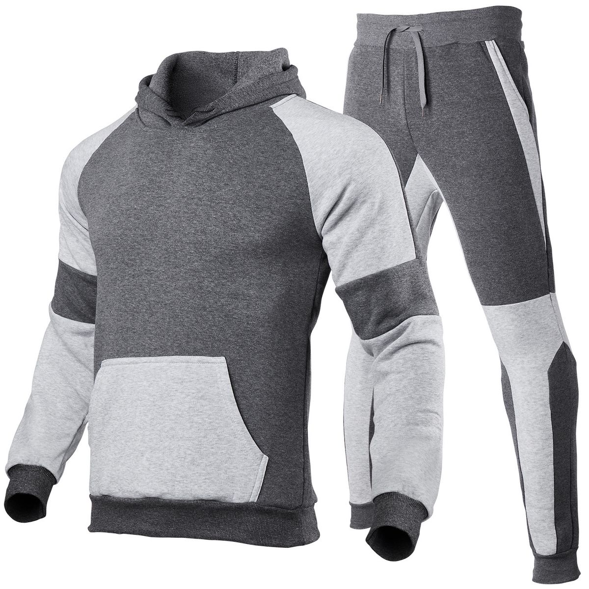 Men's Clothing Color Matching Suits For Men And Women European Size Blank Contrast Color Stitching Sportswear Running Outdoor Fashion Two Piece Suit_viptrois.com