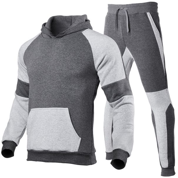 Men's Clothing Color Matching Suits For Men And Women European Size Blank Contrast Color Stitching Sportswear Running Outdoor Fashion Two Piece Suit_viptrois.com