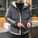 Men's Winter Hooded Cotton Jacket - Loose Fit Thickened Warm Coat For Casual Wear (Khaki, Grey, Green, Black, Blue)_viptrois.com