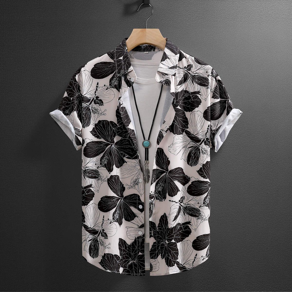 Men's Clothing New Irregular Print Short Sleeved Shirt_viptrois.com