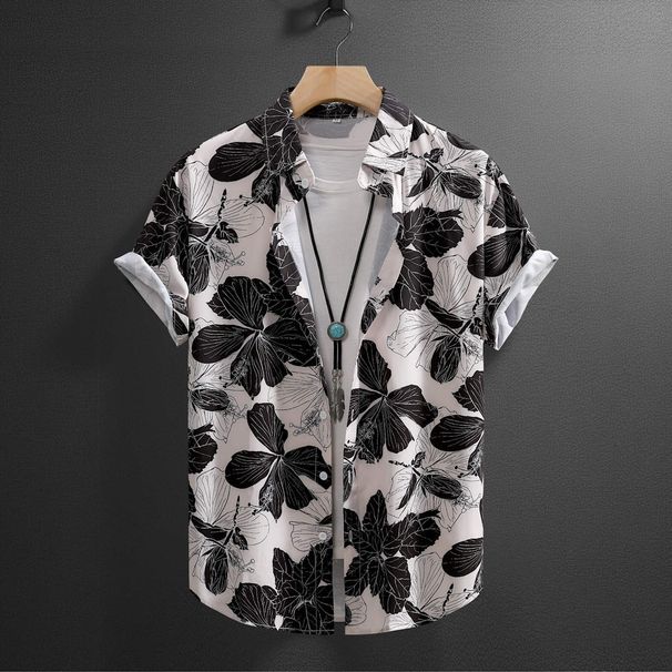Men's Clothing New Irregular Print Short Sleeved Shirt_viptrois.com