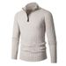 Pure Cross-Border Trade Plus Men's Half-Zip Knitwear European Size Trendy Vertical Striped Base Sweater_viptrois.com