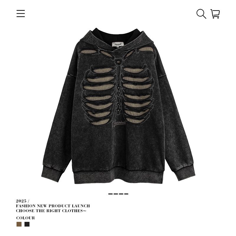 Men's Clothing Retro High Street Washed Distressed Hole Hooded Sweatshirt Men's Loose Large Size Men's Fashion Brand Autumn And Winter_viptrois.com