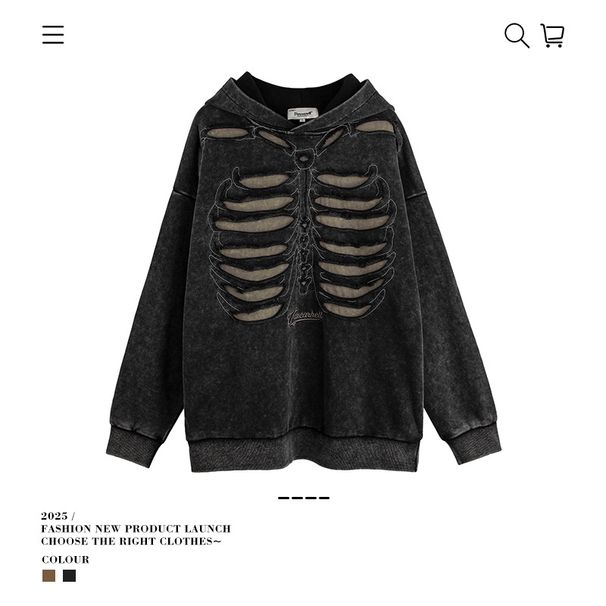 Men's Clothing Retro High Street Washed Distressed Hole Hooded Sweatshirt Men's Loose Large Size Men's Fashion Brand Autumn And Winter_viptrois.com