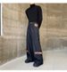 Autumn And Winter Thickened Denim Suit Personalized Patchwork Stand-up Collar Jacket Wide-leg Denim Trousers Two-piece Set_viptrois.com