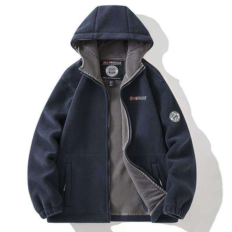 Men's Fleece Hooded Jacket – Thickened Polar Fleece Coat For Winter (XS-3XL, Black/Grey/Navy/Red/Khaki) | Unisex Warm Zip-Up Outdoor Jacket_viptrois.com
