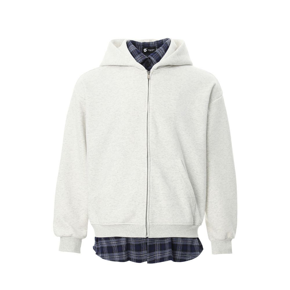 Two-Piece Patchwork Plaid Cardigan Sweatshirt Men's Trendy Brand High Street Design Sense Personality Loose_viptrois.com