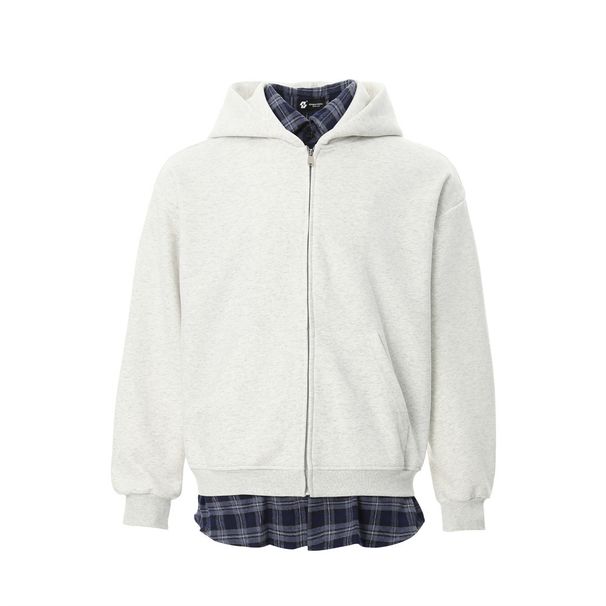 Two-Piece Patchwork Plaid Cardigan Sweatshirt Men's Trendy Brand High Street Design Sense Personality Loose_viptrois.com