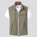 Men's Slim-Fit Vest Jacket – Lightweight Nylon Stand Collar Sleeveless Coat For Layering (M-5XL, Minimalist Design, Side Pockets, All-Season Wear)_viptrois.com