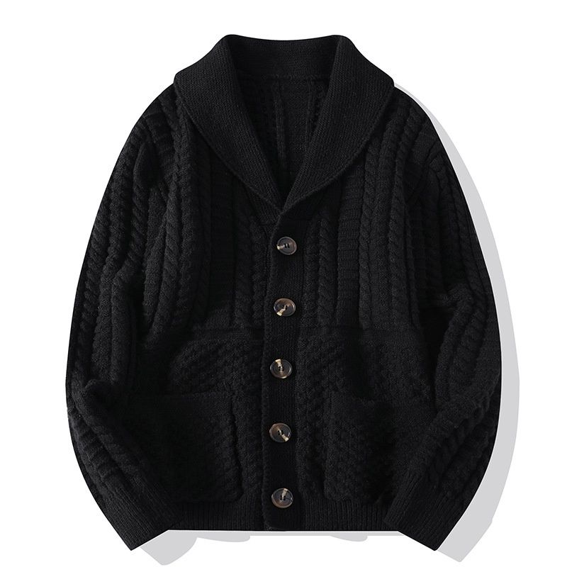Loom Men's Thickened Sweater Cardigan Long Sleeve Loose Fit Oversized Knitwear For Men_viptrois.com