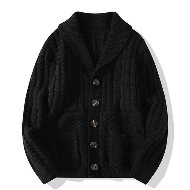 Loom Men's Thickened Sweater Cardigan Long Sleeve Loose Fit Oversized Knitwear For Men_viptrois.com
