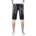 Men's elastic black and gray ripped trousers trendy brand youth casual breeches fashion Korean version_viptrois.com