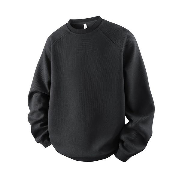 Men's Heavyweight Air Cotton Crewneck Sweatshirt - Drop Shoulder Long Sleeve T-shirt, Casual Relaxed Fit, Soft & Breathable, Multiple Colors_viptrois.com
