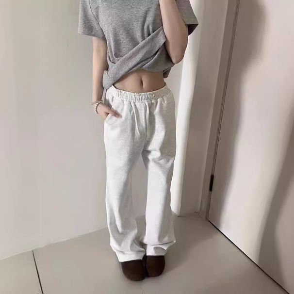 Men's Clothing Cleanfit Side Cut Scimitar Stitching Spring And Autumn Snowflake Gray Casual Sweatpants Drapey Flared Trousers Unisex_viptrois.com