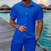Men's Summer Casual Button-Up Shirt & Shorts Set – Breathable Polyester, Quick-Dry & Lightweight For Beach, Travel & Streetwear– S-XXXL_viptrois.com