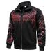 Men's Zip-Up Hoodie Jacket - Streetwear Print Overshirt, Thick Cotton Blend, Dark Aesthetic (S-XXL, Black/White/Red/Purple)_viptrois.com