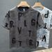 2025 Summer New Light Luxury Trend Wear Letter Printing Short-sleeved Round Neck Personalized Top Half-sleeved Men's T-shirt_viptrois.com