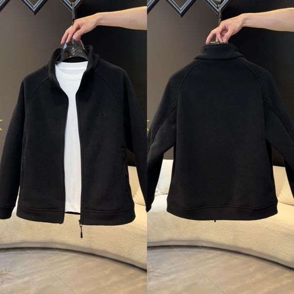 Men's Stand Collar New Spring Autumn Fashion Versatile Light Luxury Solid Color Trendy Casual Jacket Sweatshirt Coat_viptrois.com