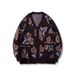 Trendy V-Neck Knit Cardigan – Couple’s Matching Jacquard Sweater (Brown, S/M/L/XL)_viptrois.com