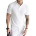 Men's Slim Fit V-Neck Polo Shirt – Breathable & Moisture-Wicking Summer Knit (Black/White/Grey/Beige/Army Green/Blue)_viptrois.com