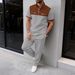 Men's Large Checkered Color Block T-Shirt And Trousers Set Casual Sportswear Half Zip Short Sleeved_viptrois.com