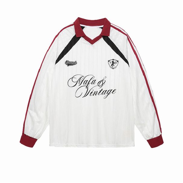 Original Workmanship Original Fabric American High Street Beads V-neck Design Sports Long-sleeved T-shirt Jersey Men And Women Couples Autumn_viptrois.com
