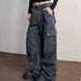 2026 American Retro Gray Multi-pocket Pleated Old Overalls Men's And Women's New Street Loose And Versatile Straight Pants_viptrois.com