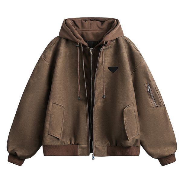 Men's Clothing Maillard Faux Two Piece Tie Dye Leather Jacket With Silicone Triangle Print, Trendy, Cool, Loose, And Versatile Leather Coat._viptrois.com