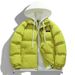 Men's Thickened Colorblock Hooded Puffer Jacket – Oversized Unisex Winter Coat With Faux Layered Design, Polyester Fill For Extreme Warmth_viptrois.com