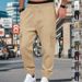 Men’s Heavyweight Jacquard Checkered Workwear Pants – Relaxed Fit Utility Trousers With Drawstring Waist (95% Polyester)_viptrois.com